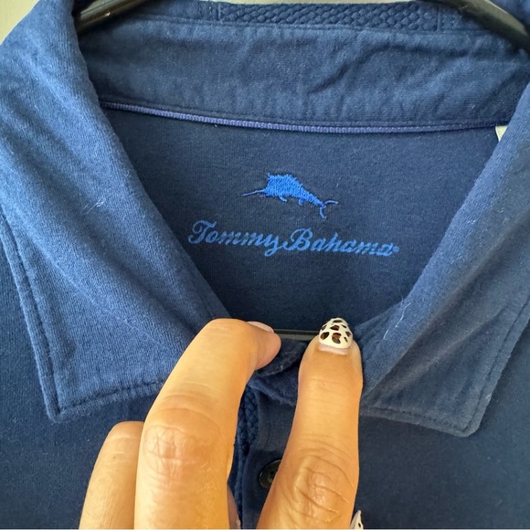 Tommy Bahama Long Sleeve Polo Shirt Size Lg Blue Pima Cotton Blend Casual Sporty - Picture 3 of 6
